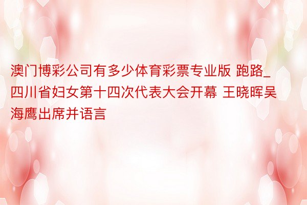 澳门博彩公司有多少体育彩票专业版 跑路_四川省妇女第十四次代表大会开幕 王晓晖吴海鹰出席并语言